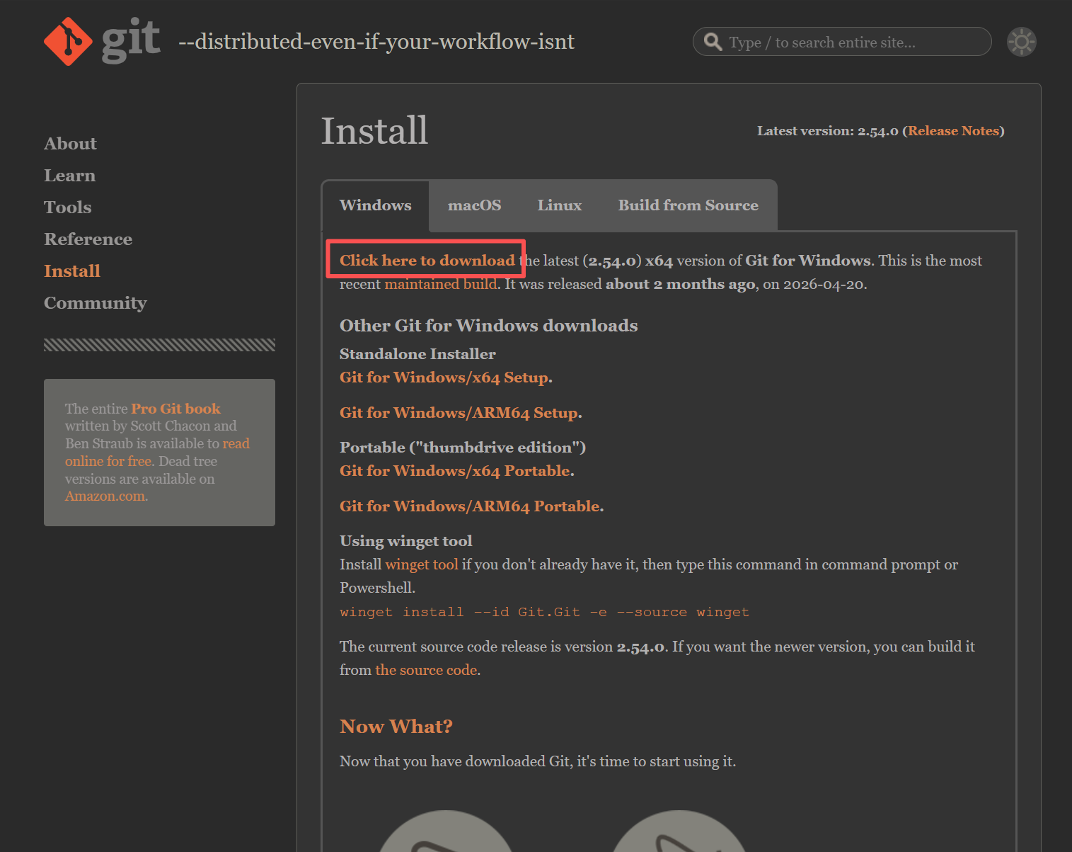 Git for Windows 下载页面